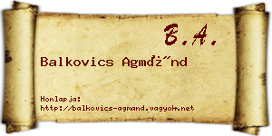Balkovics Agmánd névjegykártya